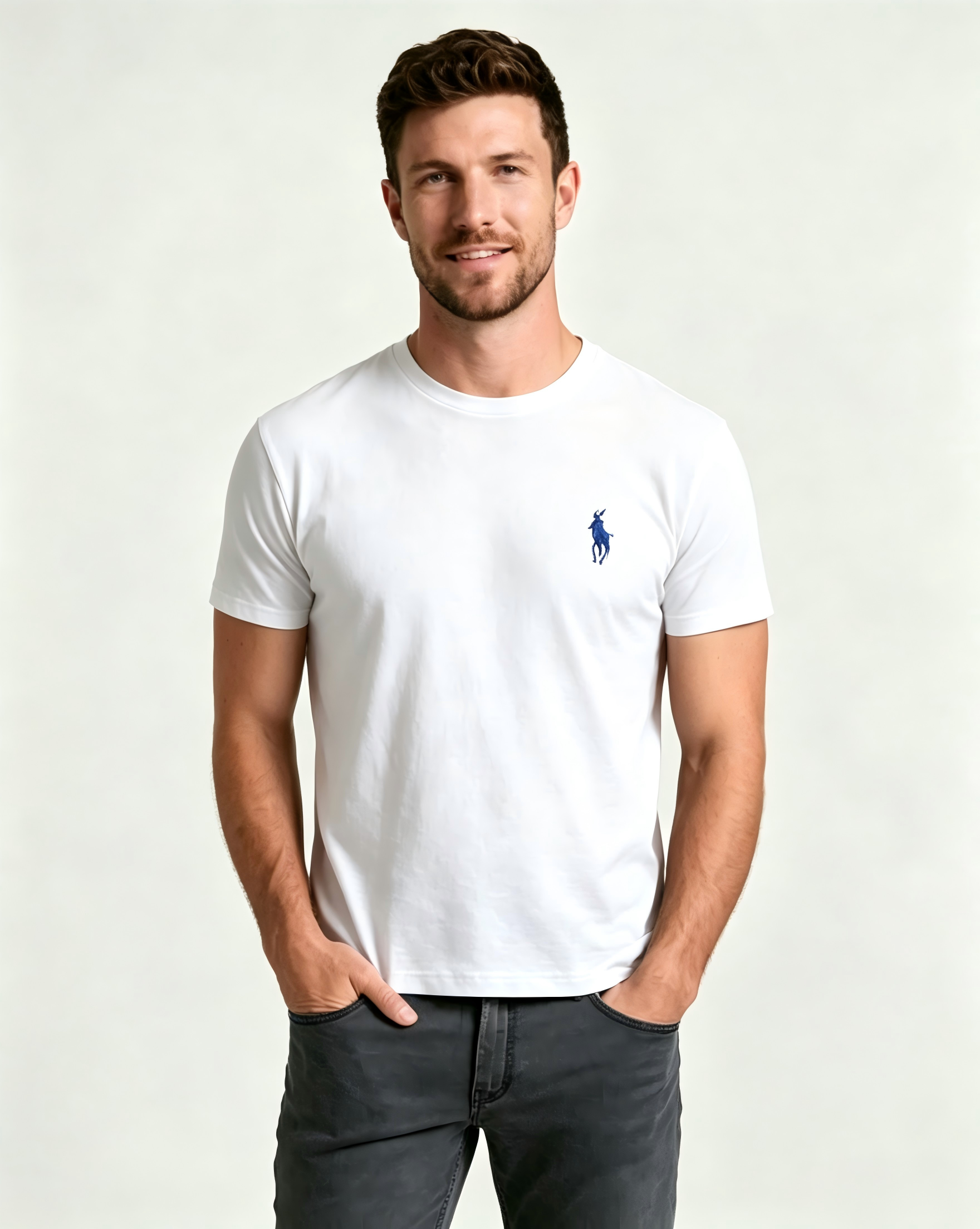 Men's basic crew neck T-shirt – Casual soft pure cotton short-sleeved top